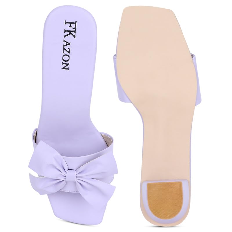 Image of Trendy Women's Leather Heels - Slip-On Block Sandals - FK 516 PURPLE HEEL P1