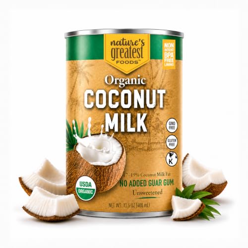 Nature's Greatest Foods Organic Coconut Milk - 13.5 oz, No Guar Gum, No Preservatives Gluten-Free,...