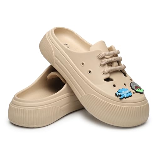 Image of YOHO Women Lace Up Clogs Sandals with Charms | Comfortable, Lightweight & Soft Shoes | Waterproof Monsoon Footwear & Rainy Slip ons for Girls | Wanderz CL