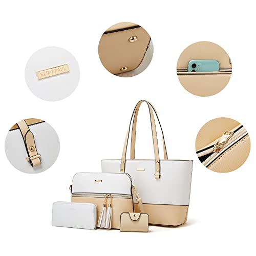 Image of Women Fashion Handbags Wallet Tote Bag Shoulder Bag Top Handle Satchel Purse Set 4pcs