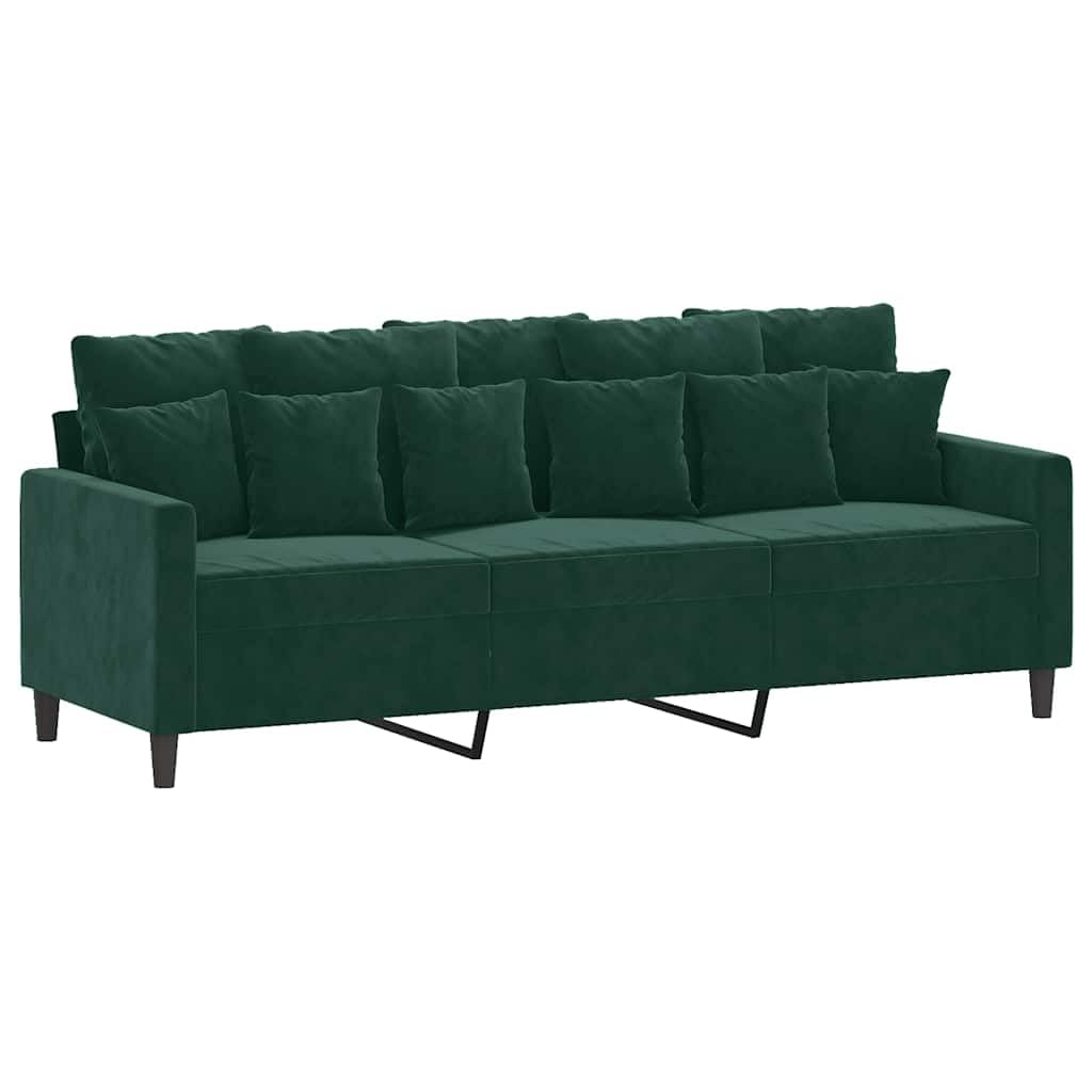 Set di 2 divani in velluto verde scuro, robusto telaio in metallo, larghezza 138/198 cm, con 18 cuscini, per soggiorno, confortevole esperienza di seduta