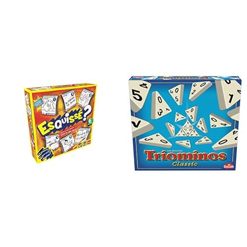 Lot de 2 Jeux : Esquisé + Triomino - Jeux de Société, d'Actions, d'Adresse et Rapidité pour Enfants - Set de Jeu Inédit - Jouez en Famille ou Entre Amis -...