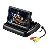 4.3' Car Auto Foldable Monitor LCD Screen Dash Stand w/ 3M Sticker, E-KYLIN 12-24V Input Universal for Truck Auto 2 RCA Video Channels for Backup Camera/Rear View/DVD/Media Player
