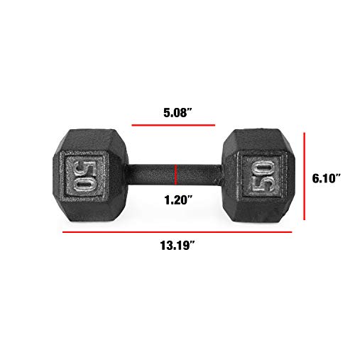 Cap Barbell Cast Iron Hex Dumbbell, Black, Single, 50 Lb #TOP1