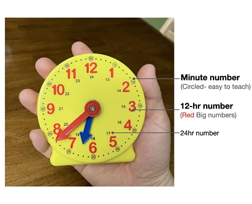 Cm Wealth 2Set-Learning Clock For Kids, Student Learning Clocks, 12/24 Hours, Geared Clock, 4+Years, 2Set #TOP1