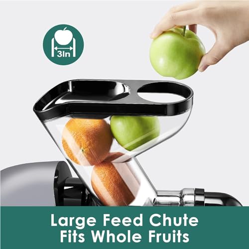 Image of Fretta Juicer Machines, Cold Press Juicer, BPA Free Masticating Juicer Machines Vegetable and Fruit, 3-Inch Wide Feeding Chute, Easy to Clean,Quiet and Strong DC Power, 200W