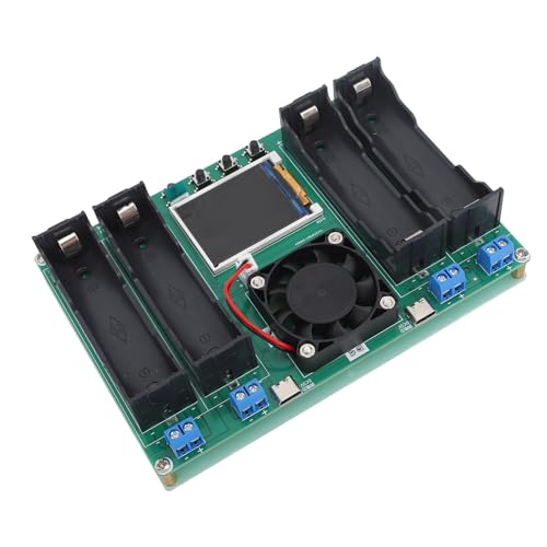 Hyuduo Battery Capacity Tester, Internal Meter for DC5V Batteries, 4 Channel Integrated Charging Discharging Clear Display Data Reset, Supports 1-9 Cycles, Fan Cooling