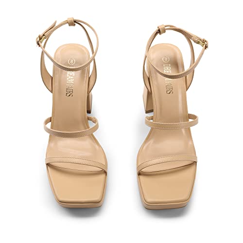 DREAM PAIRS Women's Platform Strappy Heels Open Toe Ankle Strap Square Party Sandals Y2K Dress Shoes4