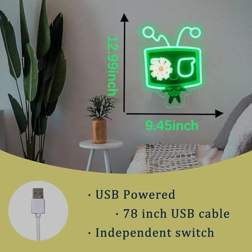 Image of Retro TV Head Neon Sign Dandy Sign Smile TV Character LED Neon Light for Wall Decor, Dimmable Light for Bedroom Bar Wedding Party Children's Room, Christmas Gift for kids