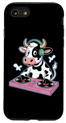 Dj Vaca Con Auriculares Tocadiscos Música Carcasa para iPhone SE (2020) / 7 / 8
