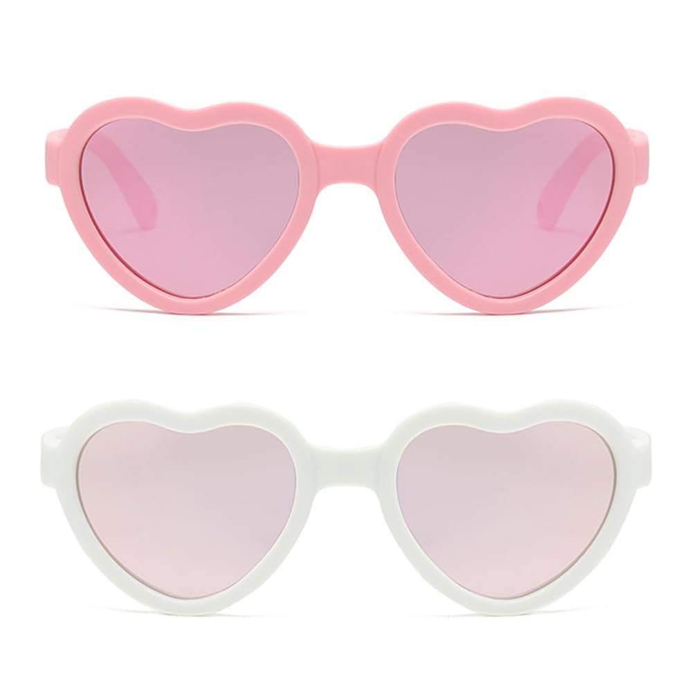 Gafas de sol flexibles polarizadas en forma de corazón con correa para bebés recién nacidos de 0 a 24 meses
