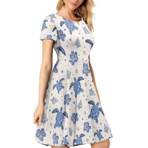 Image of AFPANQZ Womens Casual Summer Lightweight Vintage Dress Short Sleeve Midi Dress Knee-Long Luxury Formal Dress
