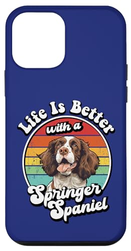 Vintage Retro Life Is Better With A Springer Spaniel Lover �X�}�z�P�[�X iPhone 12 mini �p