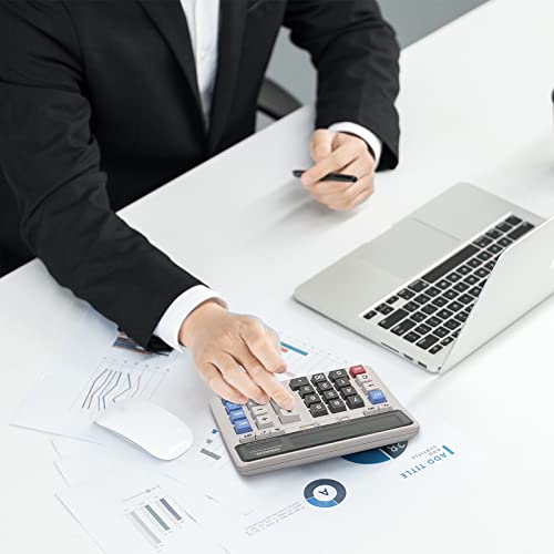 Desktop Calculator Extra Large LCD Display 12-Digit Big Number Accounting Calculator with Giant Response Button, Battery & Solar Powered, Perfect for Office Business Home Daily Use image 2