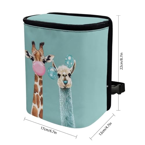 Image of DISNIMO Giraffe Llama Car Trash Can with Lid, Car Accessories Leak-Proof Waterproof Car Garbage Bin Collapsible Portable Car Storage Organizer Trash Bag for Car SUV Trucks