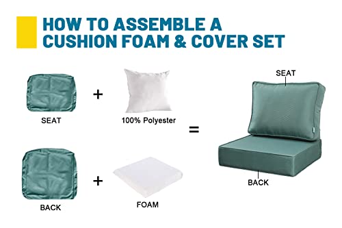 Artplan Deep Seat Outdoor Cushions,Set 24"X24"X6",18X24 Bench Outdoor Chair Cushions, Polyester Fill Back For Patio Furniture,Square #TOP4