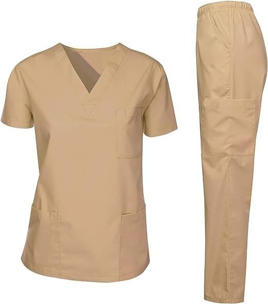 Scrub Suit Medical Scrub Top & Pant Housemaid Uniform Maid & Nanny Scrub Suit Set V-Neck Scrub Top Maid Nurse Doctor Scrub Suit Medical