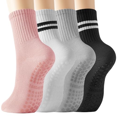 Image of BISOUSOX Pilates Socks with Grips for Women, Anti Slip Grippy Yoga Barre Socks, Full Sole Sticky Reformer Workout Sock