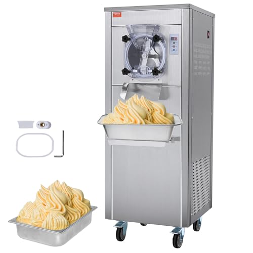 VEVOR Ice Cream Maker for Commercial Use, Produces 18 Liters per Hour, 1780W, Offers Single Flavor, Equipped with Wheels, 6L Stainless Cylinder, LED Display, Automatic Cleaning & Pre-cooling Functi