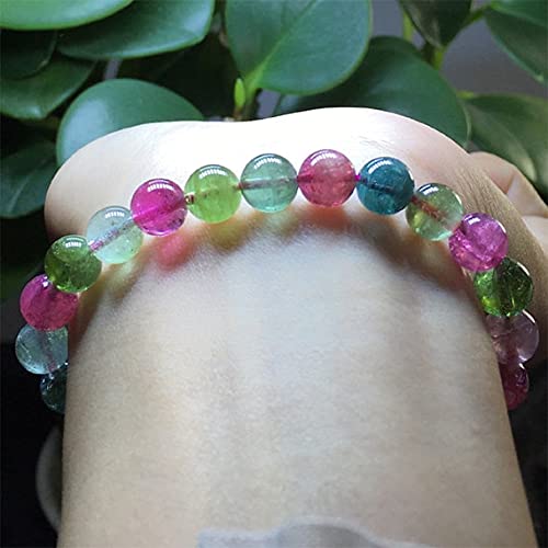 LKBEADS 1 żyłka naturalna kolorowa fioletowa zielona różowa niebieska turmalin wielokolorowa elastyczna bransoletka okrągłe koraliki 7,5 mm 04459