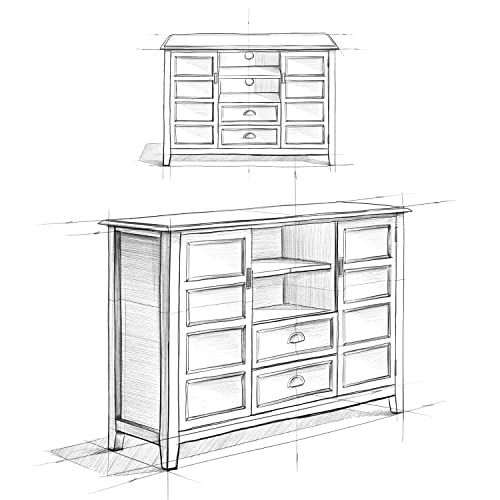 Simplihome AXCRBUR17-MAH Burlington Solid Wood Universal Tv Media Stand, 54 Inch Wide, Traditional, Living Room Entertainment Center With Storage, For Flat Screen Tvs Up To 60 Inches In Mahogany Brown thumb #12