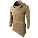 YunYoud Männer Slim Fit Tuetleneck Tops Lange Ärmel Muskel Hemd Herren Einfarbig Patchwork Blusen Mode Beiläufig T-Shirt Irregulär Pullover Sweatshirt (S, Gelb)