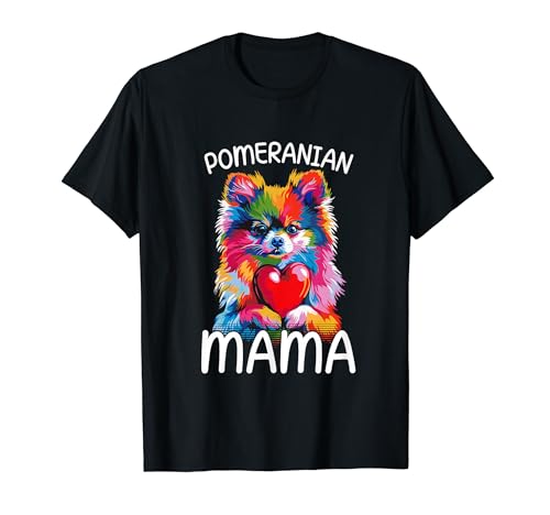 Pomeranian Dog Mom Mama Pop Art Pomerania Lover para mujer Camiseta