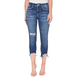 Royalty For Me Women’s High Rise Vintage Straight Fray Hem Jean, Indigo Blue, 12