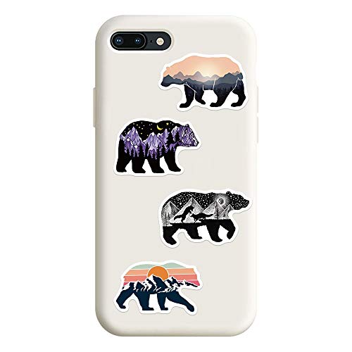 Grizzly Bear Stickers 50Pcs For Water Bottles & Laptops, Waterproof Decals With Mountains, Rivers, Sun, Moon And Stars - Perfect For Expressing Your Love Of Nature! #TOP6