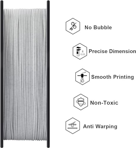 Image of PLA Filament 1.75mm Marble Grey, Stone-Like Texture, Consistent Diameter + /- 0.03mm, Vacuum Packaging 3D Printer Filament 1KG Spool