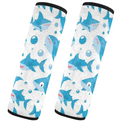 Seat Belt Covers 2 Pack Sharks Bubbles Car Seat Strap Covers Super Soft Waves Car Seat Neck Cover for Boys Girls Adults Babies M