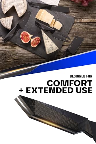 DALSTRONG Cheese Knife Set - 4-Piece - Shadow Black Series - Black Titanium Nitride Coated - High Carbon - 7CR17MOV-X Vacuum Treated Steel Cheese Knives Set - Sheath - Soft Hard Cheese - NSF Certified