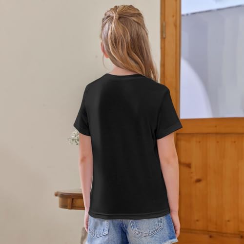 Girls Short Sleeve Shirts Summer Casual Solid Basic Tees Tops Funny Kids Toddler Crew Neck Loose Fit Blouse Clothes4