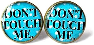 Brincos de bolinhas azuis Nu Goth Ofensive Insult Don't Touch Me - Funny Rude 90s Soft Grunge Pastel Goth Sarcástica Linda Joia