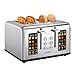 4 Slice Touch Screen Toaster, Easy-to-Use Digital Stainless Steel Toaster with Wide Slots, Reheat Defrost Cancel, Removable Crumb Tray, Silver