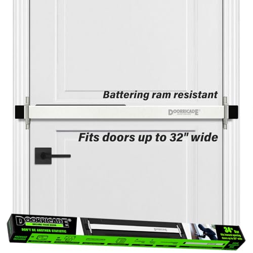 Doorricade Security Bar - Secure the Entire Width of Your Inward Opening Front or Safe Room Door - Fits Doors up to 32" Wide
