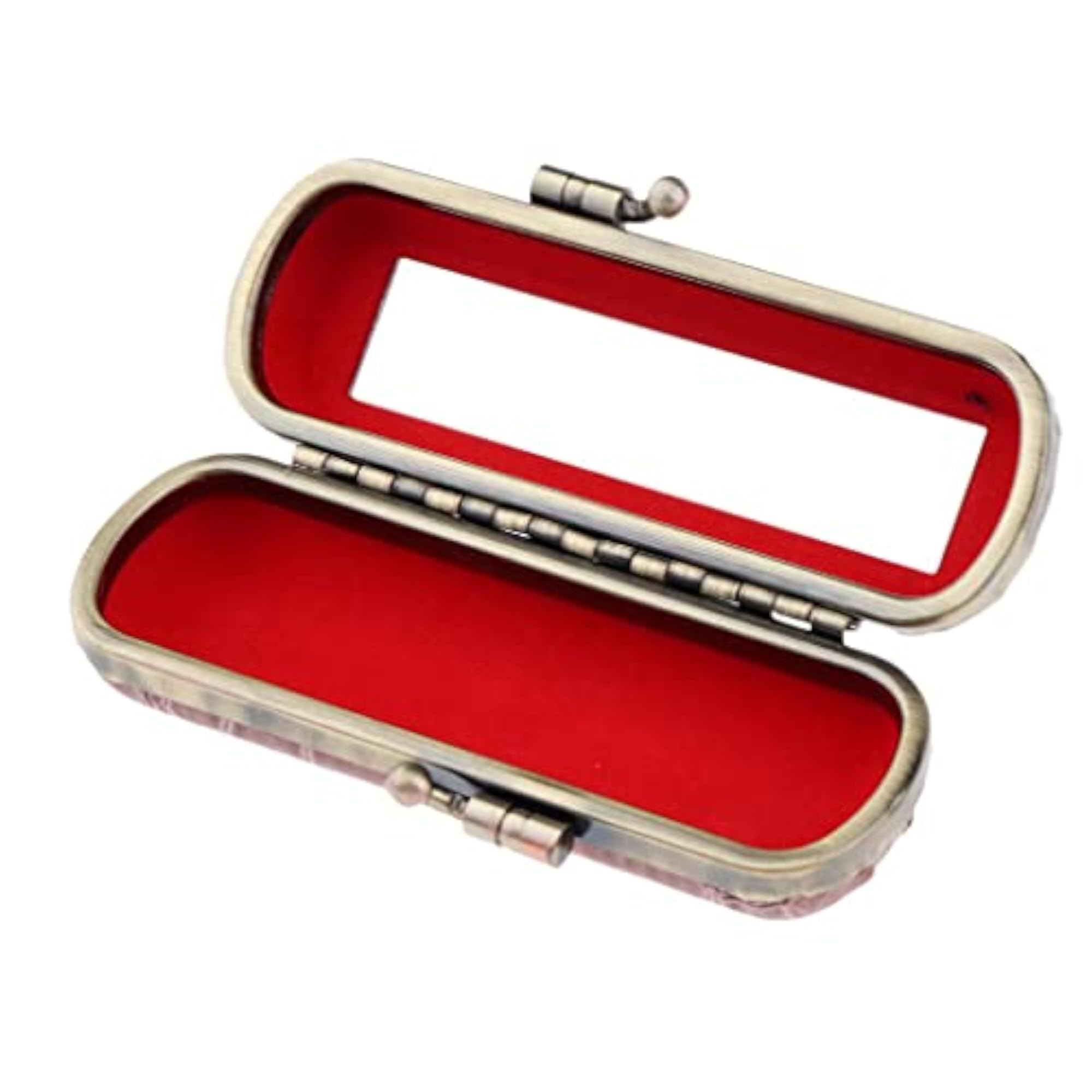 Cracked Stone Leather Lipstick Case with Mirror, Brown