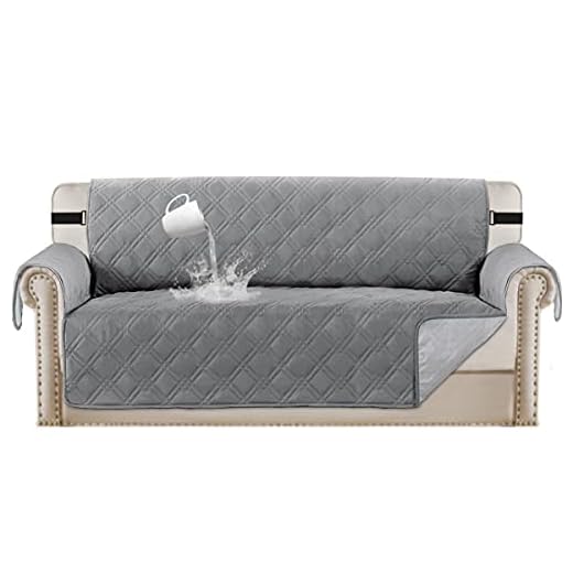 Turquoize Waterproof Sofa Cover Waterproof Couch Protector for Living Room Non-Slip Couch Covers for Dogs Pet Quilted Furniture Covers for Sofa Furniture Protector Non Slip Cover (Sofa 68", Dove)