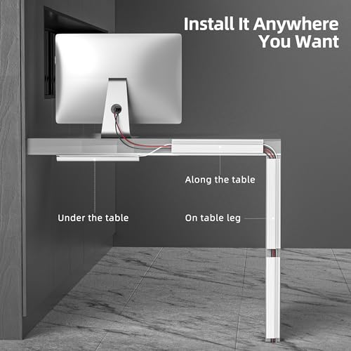 Image of YECAYE 94.2 in Cable Management Under Desk,Easy Install Adhesive Mount Cord Hider,Cord Organizer,Wire Management,Wire Hider for Office Organization,Child & Pet Proof,White (Pack of 2)