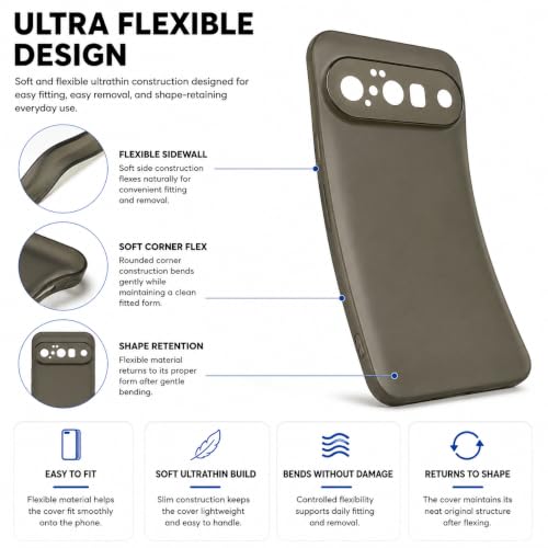 Image of FIRST MART Back Cover for Google Pixel 10 | Ultra-Thin Frosted Matte Semi-Transparent Silicone Case, Anti-Slip Grip, Precise Fit | Grey