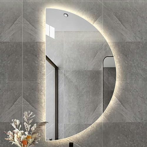 Miroir LED demi-cercle tactile à intensité variable pour vanité - 3