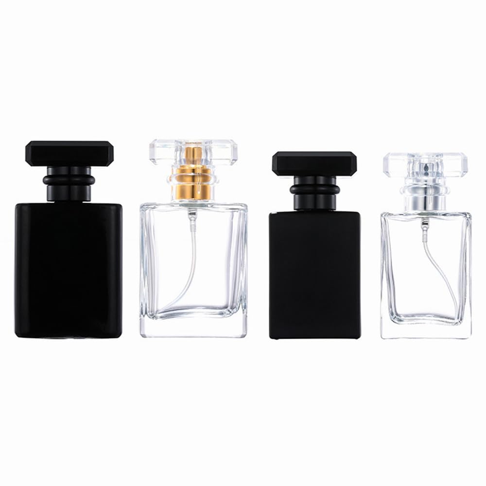 5-20 szt. 30 ml 50 ml podróżna szklana butelka z rozpylaczem, pusta przezroczysta czarna butelka na perfumy, zestaw kieszonkowych pojemników na mgiełkę (przezroczysty srebrny, 5 szt., 30 ml)