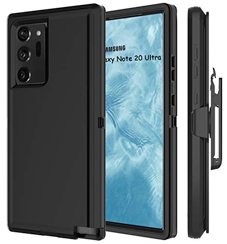 Annymall Galaxy Note 20 Ultra Case with [Screen Protector] [Kickstand/Belt Clip] 4 in 1 Tough Shell Impact Resistant Shockproof Cover for Samsung Galaxy Note 20 Ultra (Black)