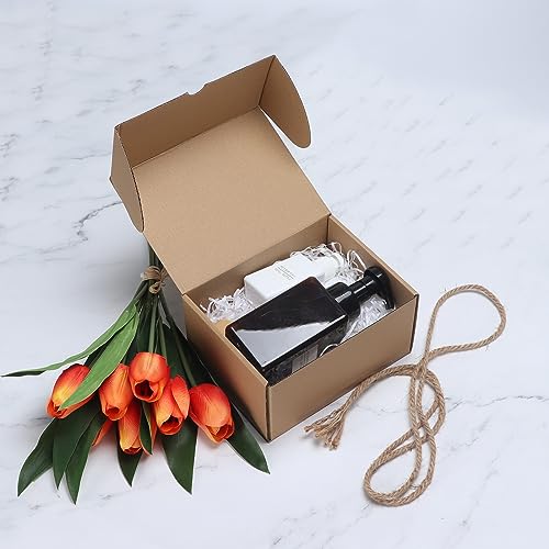 Image of HORLIMER 8x6x4 inches Shipping Boxes Set of 25, Brown Corrugated Cardboard Box Literature Mailer