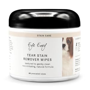 Eye Envy Tear Stain Wipes for Dogs | Textured to Gently Clean | Presoaked in 100% Natural Formula | Recommended by AKC Breeders, Vets, Groomers | Treats The Cause of Staining | 60 Count
