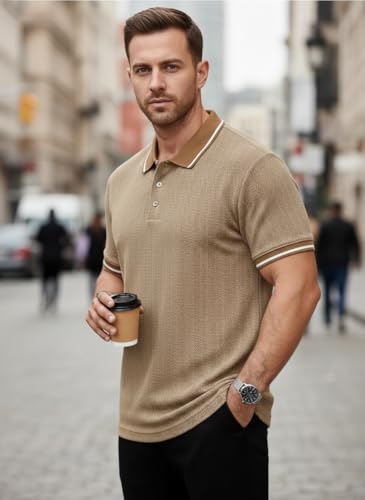 Image of Mack Jonney Men's Premium Jacquard Polo T-Shirt | Short Sleeve Soft Knit Fabric | Stylish Casual & Smart Wear Polo-M6907