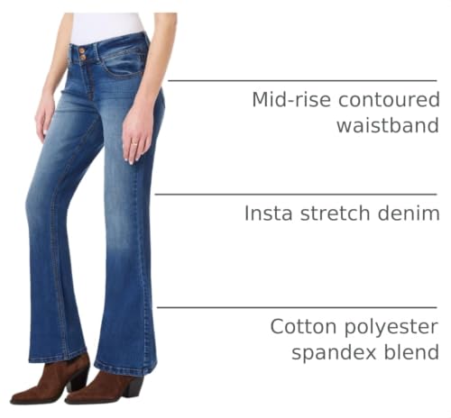 Image of WallFlower Luscious Curvy Bootcut Jeans for Women, Mid-Rise Insta Stretch Denim, Size-Inclusive Juniors Jeans