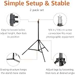 Amazon Basics Aluminum Light Photography Tripod Stand with Case - Pack of 2, 2.8 - 6.7 Feet, Black