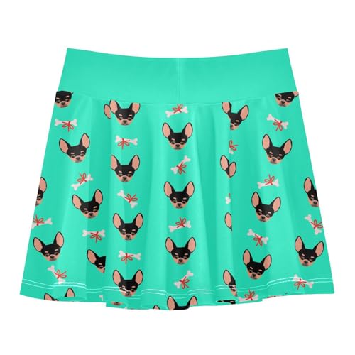Girls Skorts High Waist Athletic Skirts with Shorts Chihuahua Dog Stretchy Teens Performance Tennis3