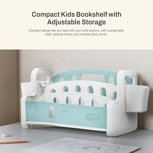 Image of BAYBEE Multipurpose Storage Rack for Kids | Toy Organizer & Bookshelf for Toddlers | Compact Storage Shelf for Toys, Stationery, Art Supplies | Detachable Book Rack with Rounded Corners (Green)